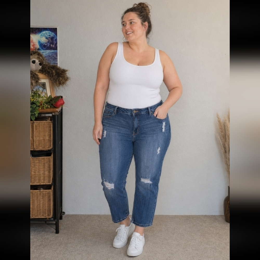 JUST FAB 20W Distressed Jeans